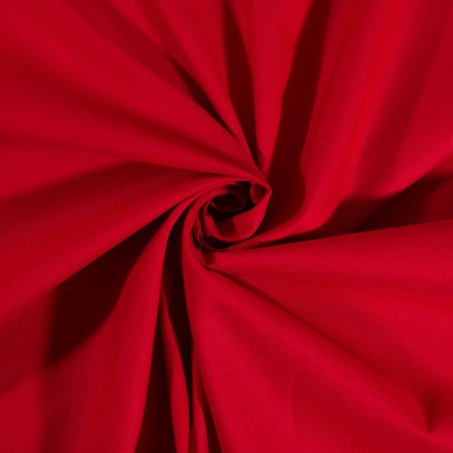 Tissu Coton uni Rouge hermès - Par 10 cm
