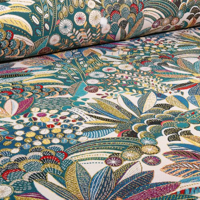 Tissu Jacquard Cleopatre sur fond Ecru