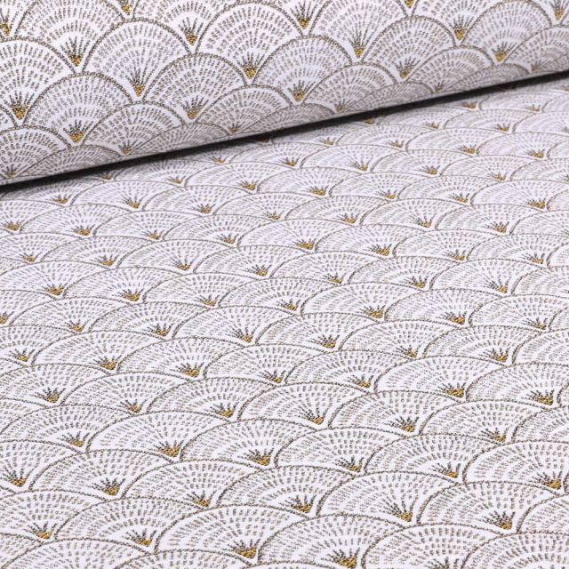 Tissu Jacquard Luciole sur fond Blanc