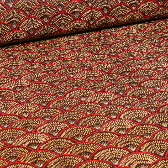 Tissu Jacquard Luciole sur fond Rouge