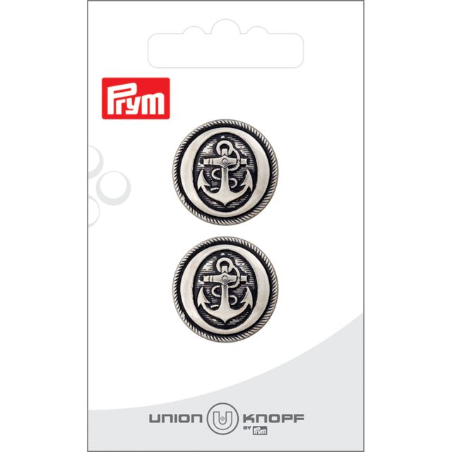 Bouton Prym Métal Ancre 22 mm x2 - Argent vieilli