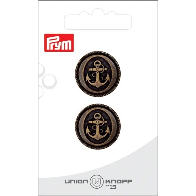 Bouton Prym Métal Ancre 22 mm x2 - Laiton vieilli