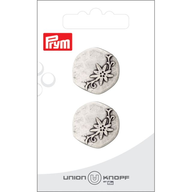 Bouton Prym Sophie Métal Fleuri 23 mm x2 - Argent vieilli