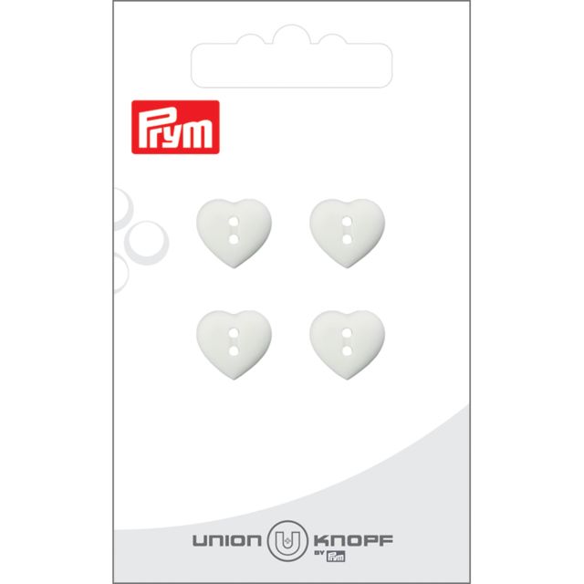 Bouton Prym Coeur mat 12 mm x4 - Blanc