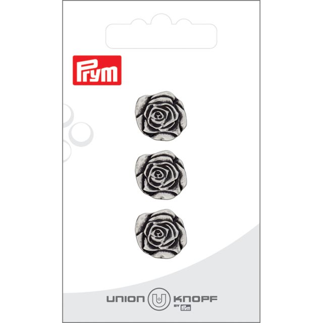 Bouton Prym Métal Rose 15 mm x3 - Argent vieilli