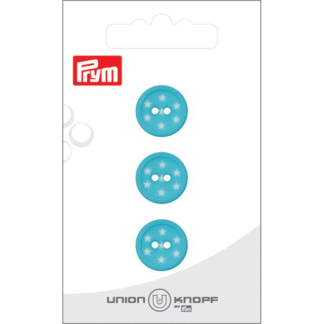 Bouton Prym Petites étoiles 15 mm x3 - Turquoise