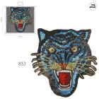 Ecusson Thermocollant Patch Tigre Sequins Bleu et Or XL