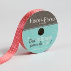 Ruban Satin pois Frou-Frou Corail - 9 mm x 5 mètres