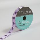 Ruban Satin étoile Frou-Frou Parme - 9 mm x 5 mètres