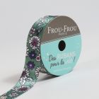 Bobinette Ruban Satin Fleuri Frou-Frou Eucalyptus - 16 mm x 5 mètres