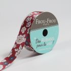 Bobinette Ruban Satin Fleuri Frou-Frou Bordeaux glamour - 16 mm x 5 mètres