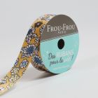 Bobinette Ruban Satin Fleuri Frou-Frou Poussière d'or - 16 mm x 5 mètres