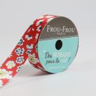 Bobinette Ruban Satin Fleuri Frou-Frou Coquelicot - 16 mm x 5 mètres