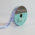 Bobinette Ruban Gros grain message Bébé est là, Bleu Frou-Frou - 10 mm x 5 mètres