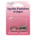 Agrafes nickelées pour pantalons et jupes. Taille : 25 mm x3