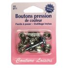 Boutons pressions 11 mm + outillage couleur argent x6