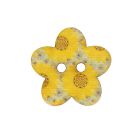 Bouton Fleur en bois 25 mm - Jaune