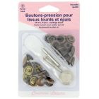 Boutons pressions pour tissus épais avec outil de pose 15 mm bronze X10