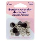 Boutons pressions 11 mm Noir x6