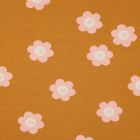 Tissu Jersey Coton Fleurs Oli sur fond Ocre