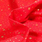 Tissu Coton imprimé Etoiles variées sur fond Rouge