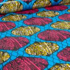 Tissu Wax africain n°  731 sur fond Bleu turquoise