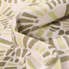 Tissu Toile jacquard Caramel vert anis sur fond Blanc cassé