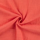 Tissu Double gaze aspect lin uni Corail