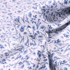 Tissu Popeline de coton  Sweet Flower Flora bleu sur fond Blanc