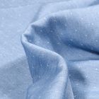 Tissu Chambray Tencel Pois Blancs sur fond Bleu ciel