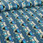 Tissu Viscose Chally Graphy sur fond Bleu