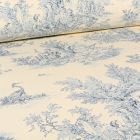 Tissu Toile de Jouy grande largeur Pastorale sur fond Ecru