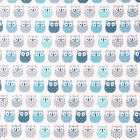 Tissu Coton Enduit Hiboux Bleus sur fond Ecru - Par 10 cm