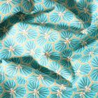 Tissu Coton enduit Riad sur fond Vert menthe - Par 10 cm