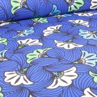 Tissu Toile de Coton Waxy sur fond Bleu azur