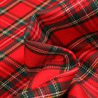 Tissu Tartan Ecossais  Robin sur fond Rouge