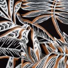 Tissu Viscose texturé Feuilles de palmier sur fond Noir