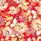 Tissu Crêpe de Viscose Fleurs Elo sur fond Rouge