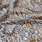 Tissu Viscose imprimé Bagheera bleu sur fond Ecru