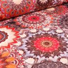 Tissu Jacquard damassé Mandala sur fond Terre de Sienne