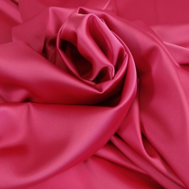 Tissu Satin Duchesse extensible Rose fuchsia x10cm