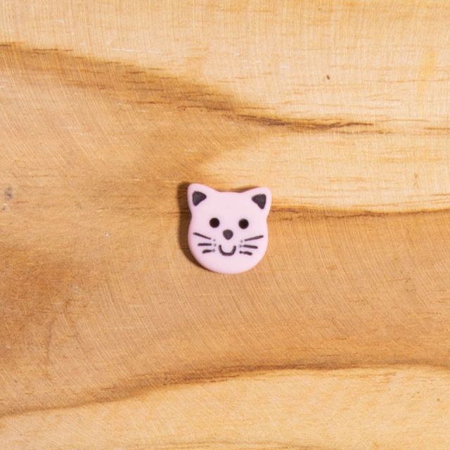 Bouton tête de chat 15 mm - Rose