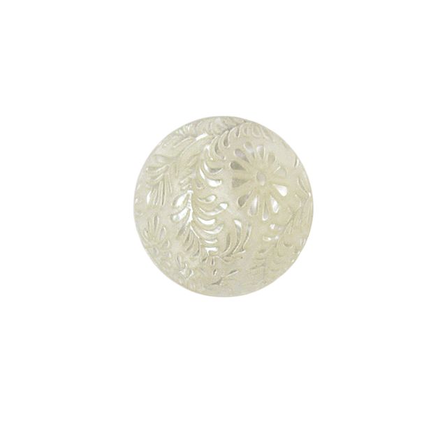 Bouton fleur gravé Pauline 22 mm - Blanc