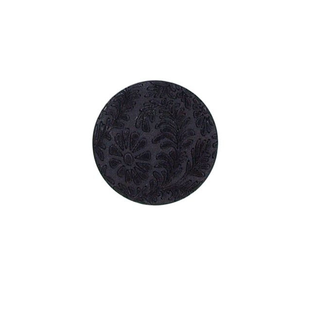 Bouton fleur gravé Pauline 22 mm - Noir