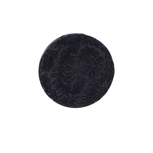 Bouton fleur gravé Pauline 27 mm - Noir