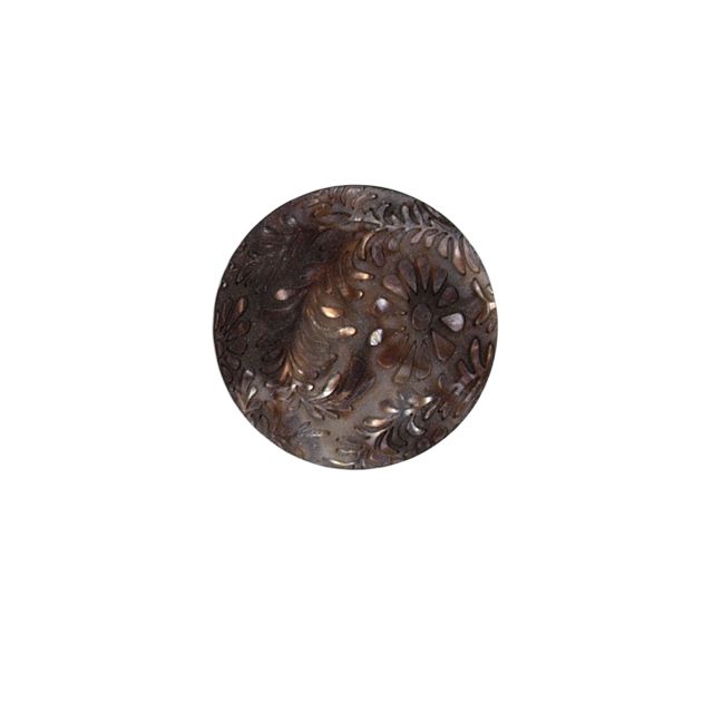 Bouton fleur gravé Pauline 22 mm - Marron