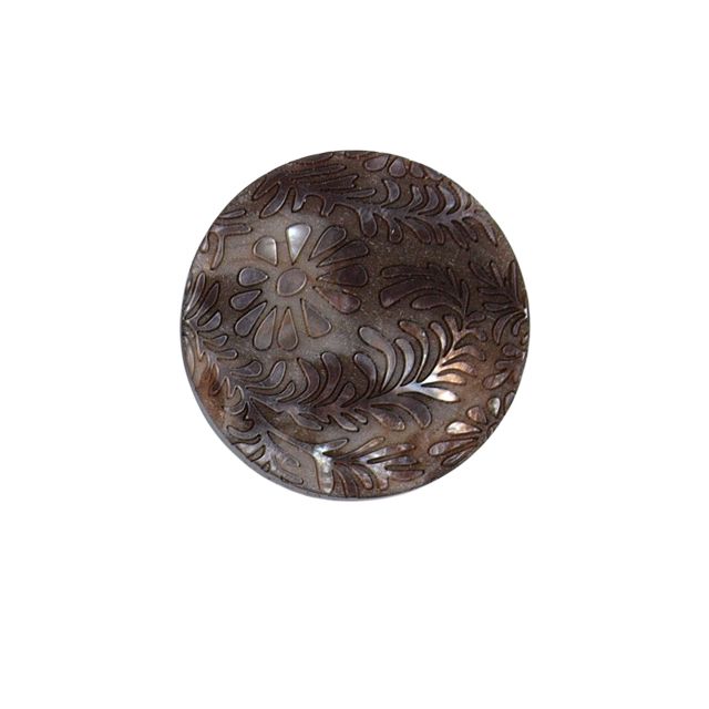 Bouton fleur gravé Pauline 27 mm - Marron