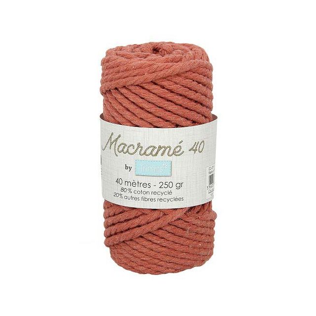 Cordon Coton Macramé 40m - Pêche foncé