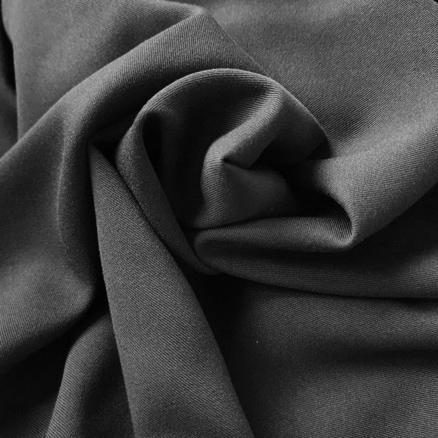 Tissu Viscose Twill uni Noir - Par 10 cm