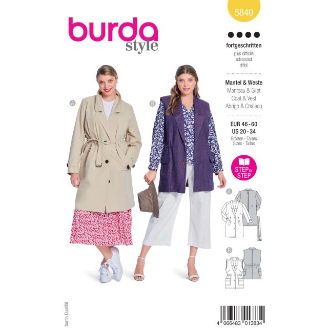 Patron Burda Style 5840 Manteau & gilet